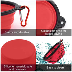 350ML Dog Food Bowl Feeder Cat Drinking Water Folding Silicone Pet Travel Bowls Foldable Cup Dish With Carabiner Pet Supplies