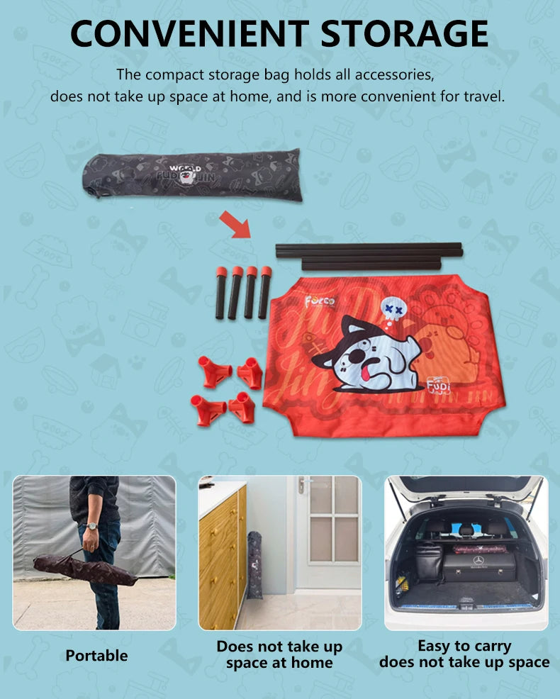 Elevated Dog Bed with Breathable Mesh | Portable Raised Pet Bed for Small, Medium & Large Dogs | Outdoor Cooling Dog Bed for Camping & Beach