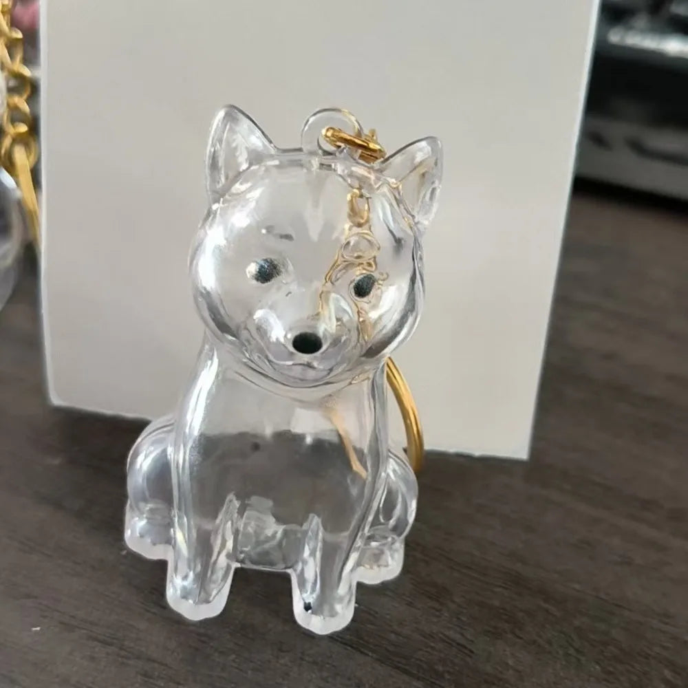 Dog Shape Dog Hair Storage Box Transparent DIY Handmade Pet Hair Keychain Hair Grooming Acrylic Puppy Pendants Jewelry Gift