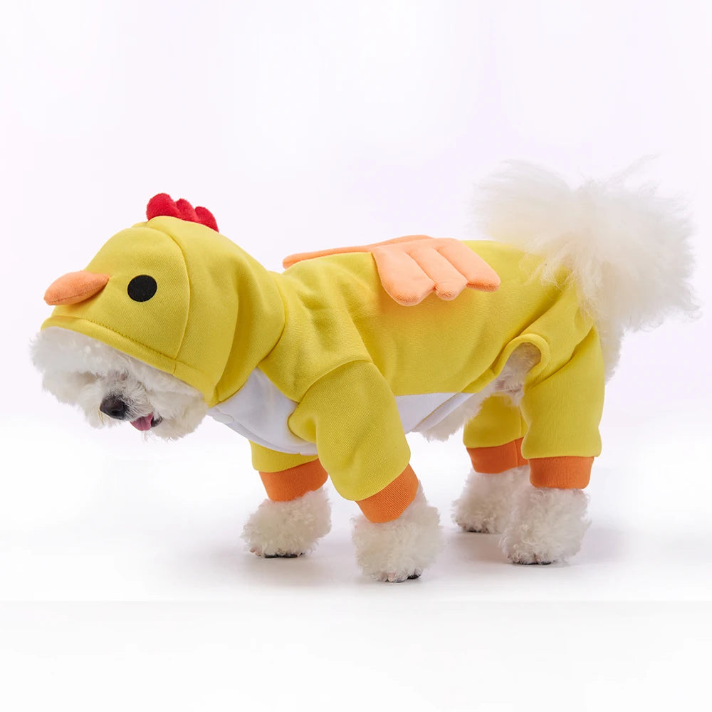 Dog Clothes Little Yellow Chicken Autumn/Winter Christmas Halloween Pet Costumes Holiday Party Bulldog Teddy Pet Apparel