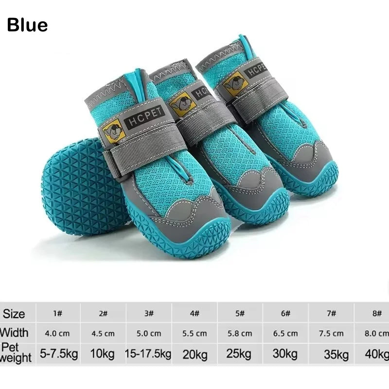 4pcs/set Pet Dog Shoes Reflective Waterproof Dog Boots Warm Snow Rain Pets Booties Anti-slip Socks Footwear For Medium Large Dog