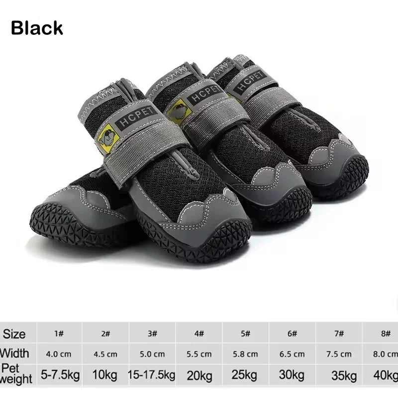 4pcs/set Pet Dog Shoes Reflective Waterproof Dog Boots Warm Snow Rain Pets Booties Anti-slip Socks Footwear For Medium Large Dog