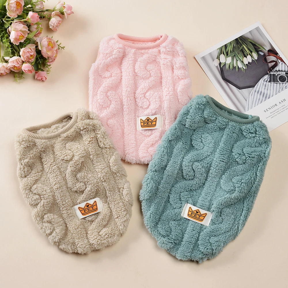 Fleece Warm Dog Cloth Sleeveless Soft Cozy Plush Vest Puppy Winter Overall for Small Medium Pet Sweatshirt  for Dog and Cat