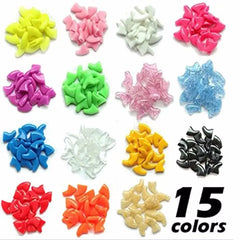 Lovely 20pcs Silicone Soft Cat Nail Caps Cat Nail Covers Pet Claw Paws Caps Adhesive Glue Animal Protection