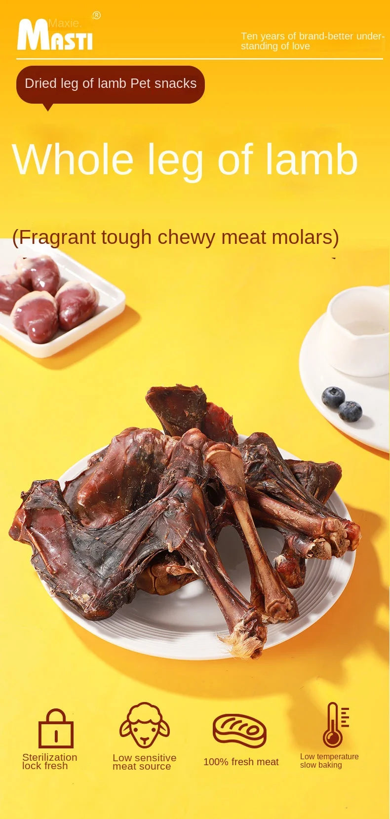 Pet Snacks Dried Lamb Legs Dog Snacks Crispy Big Bones Adult Dog and Puppy Molar Sticks Tooth Cleaning Bone Food Pet Snacks