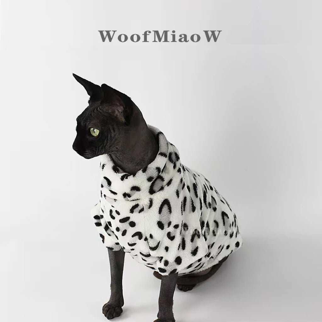 Cat Clothes leopard print Fashion Winter Soft Warm for Sphynx Cat Clothing Comfort Thickened Hairless Cat Kitten Outfits Clothes
