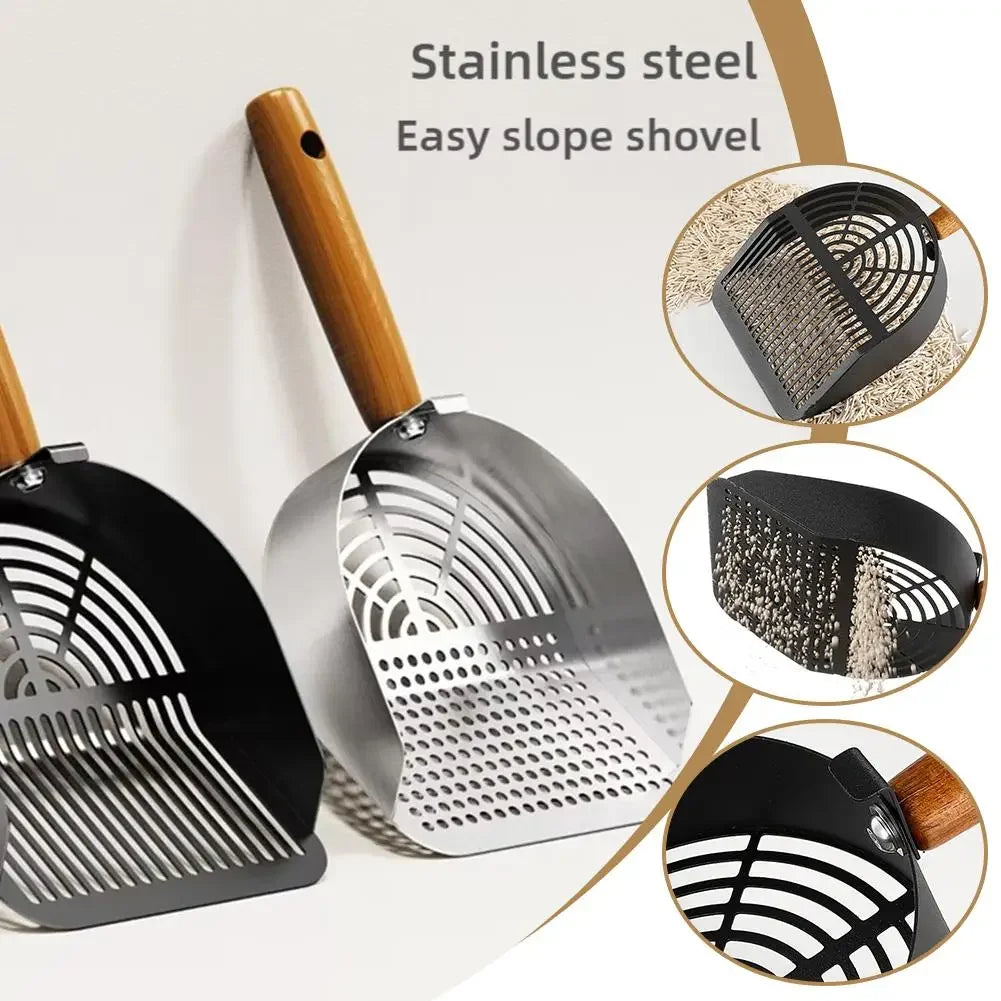Steel Cat Litter Scoop Long Handle Pet Waste Shovel Cleaning Tool for Tofu Sand Litter Box Cats Supplies