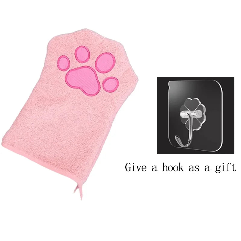 Quick drying Dog Bath Gloves Pet Grooming Gloves Multicolor Soft Absorbent Paw Print for Dogs Cats, Bathing Drying Essentials