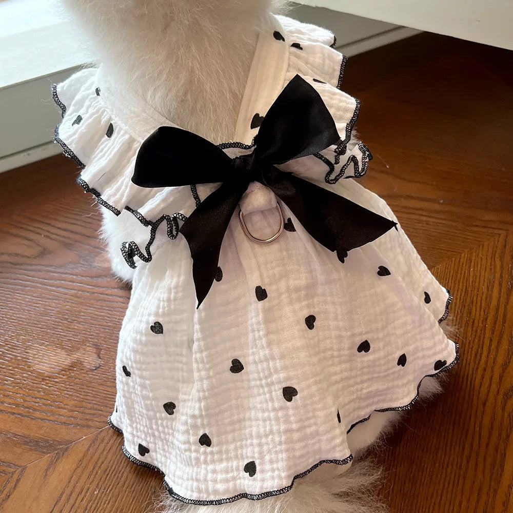 Pet dresses clothes for spring and summer dogs cats teddy bears Pomeranians plush toys  hearts all cotton fabric