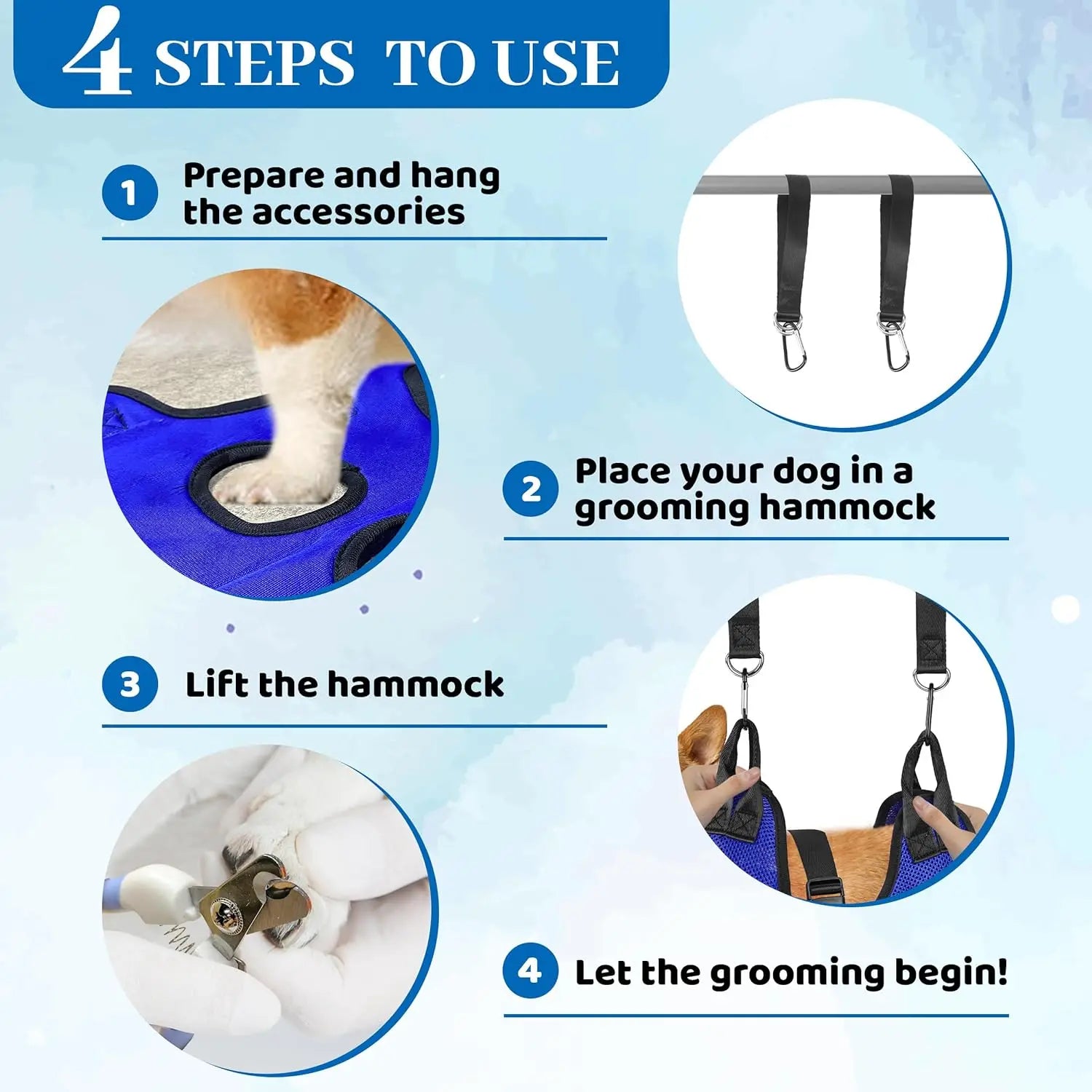 Pet Grooming Hammock for Dogs & Cats – Nail Trimming Restraint Bag with Safety Straps | Comfortable, Breathable & Washable Design