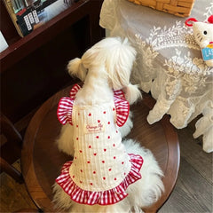 Dog Dress Fresh Cute Small Dog Teddy Bear Cat Pomeranian Love Floral Dress Spring Summer Dress Pet Party holiday Dress Up