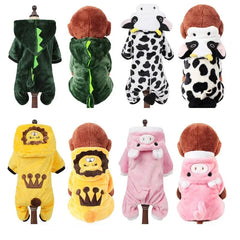 Cartoon Animal Dog Cat Costume Small Dogs Cat Winter Warm Pet Jumpsuit Pajama for Yorkies Poodle Overalls Puppy Mascotas Clothes