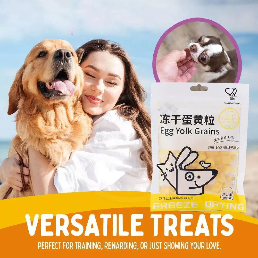 40g Freeze Dried Egg Yolk Granules Beautify Smoothing Hair Cat Pets Freeze-dried Safe To Snacks Food Cat Pet Healthy N9D8