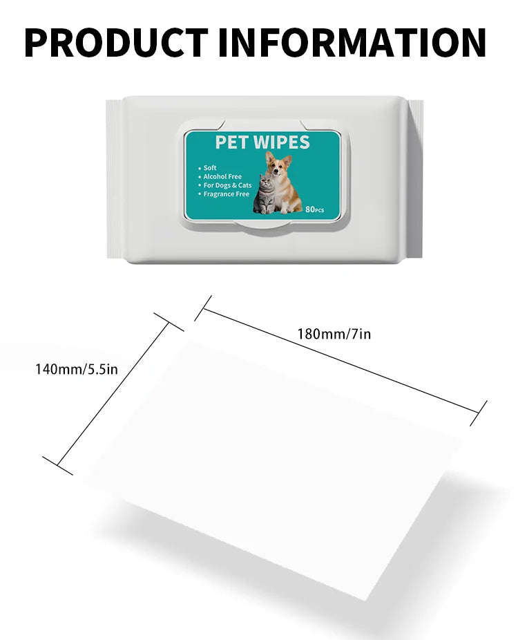 Multi Purpose Pet Wipes for Dogs Cats Plant Based Deodorizer Sensitive Skin Care and Odor Remover for Paws Ears and Body