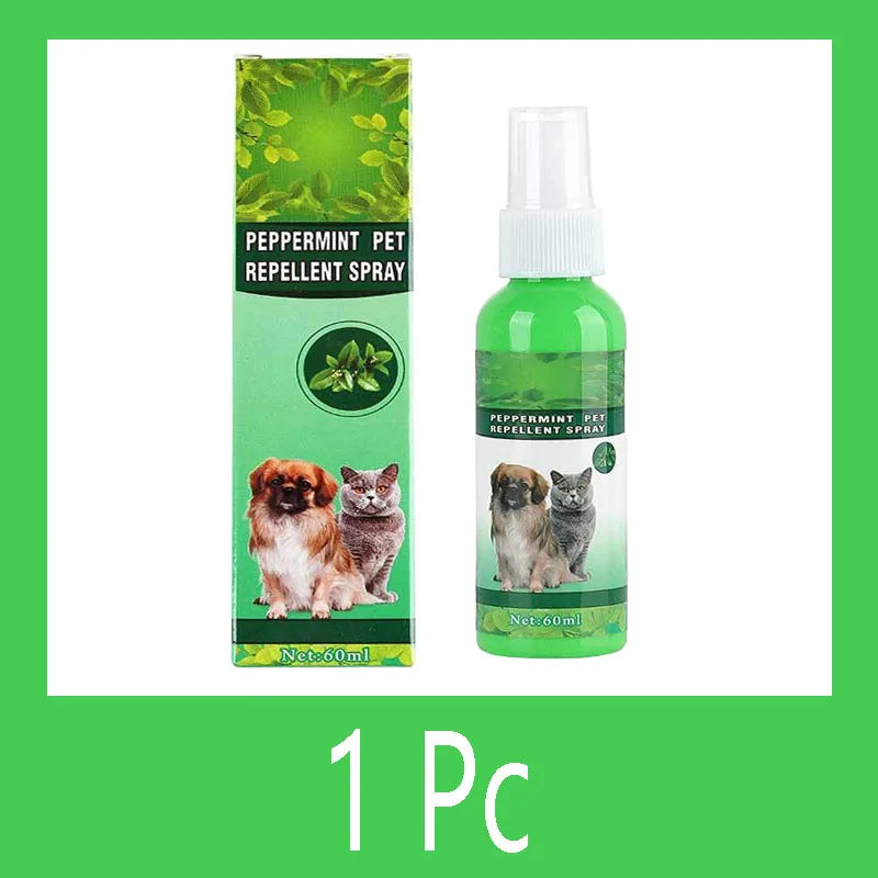 60ml Natural Pet Care Topical Flea&Tick Spray for Dogs&Cats with Fresh Fragrance Peppermint Oil and Eugenol