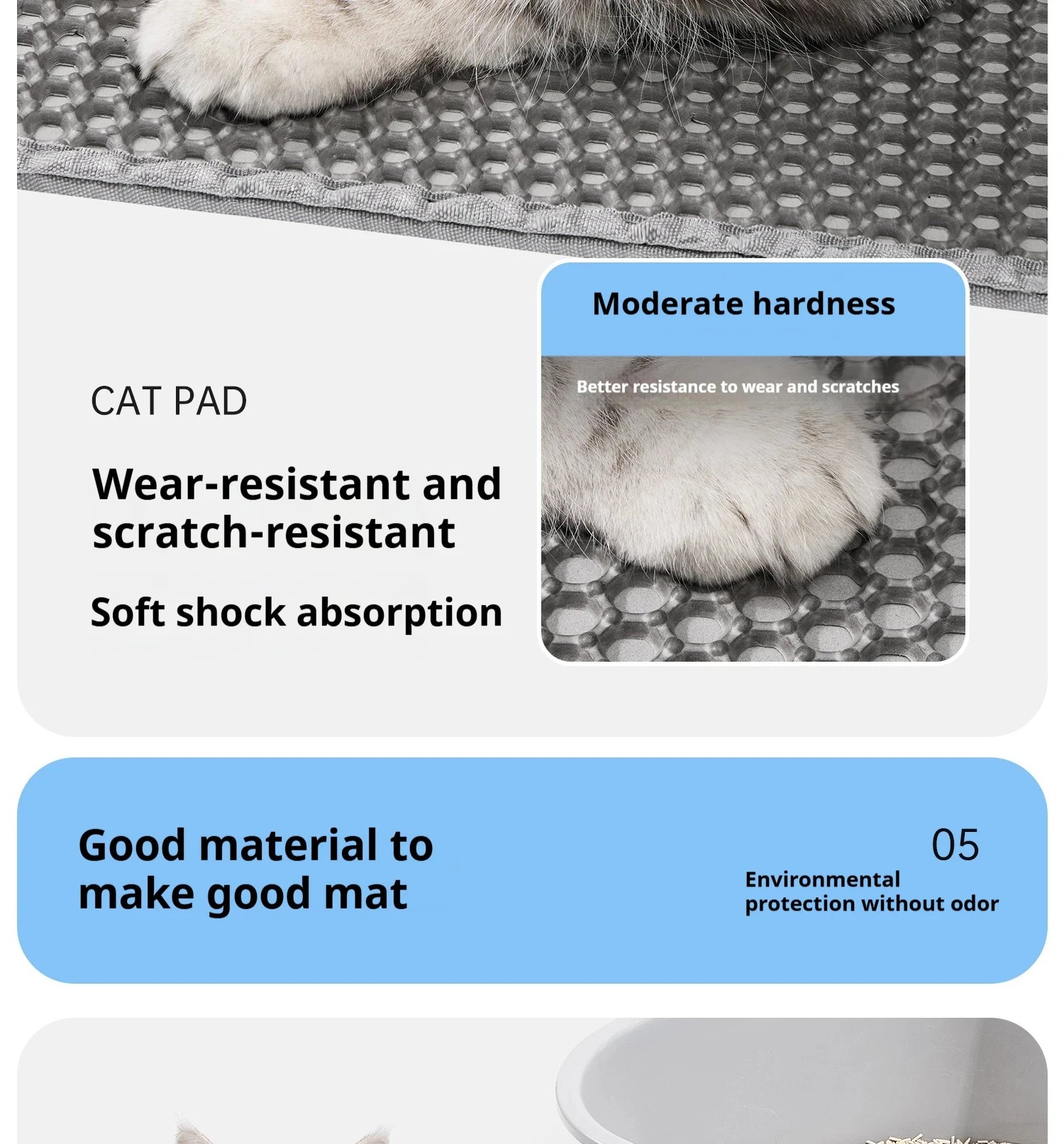 Large Cat Litter Mat Waterproof Double Layer Non-Slip Washable Pet Litter Box Mat Durable Sand Trapper Cat Scratcher