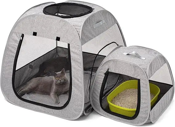 Tenrai Portable Cat Playpen, Trapezoidal Design for Better Standing, Foldable Pet Tent for Indoor and Outdoor Use of Kitten and