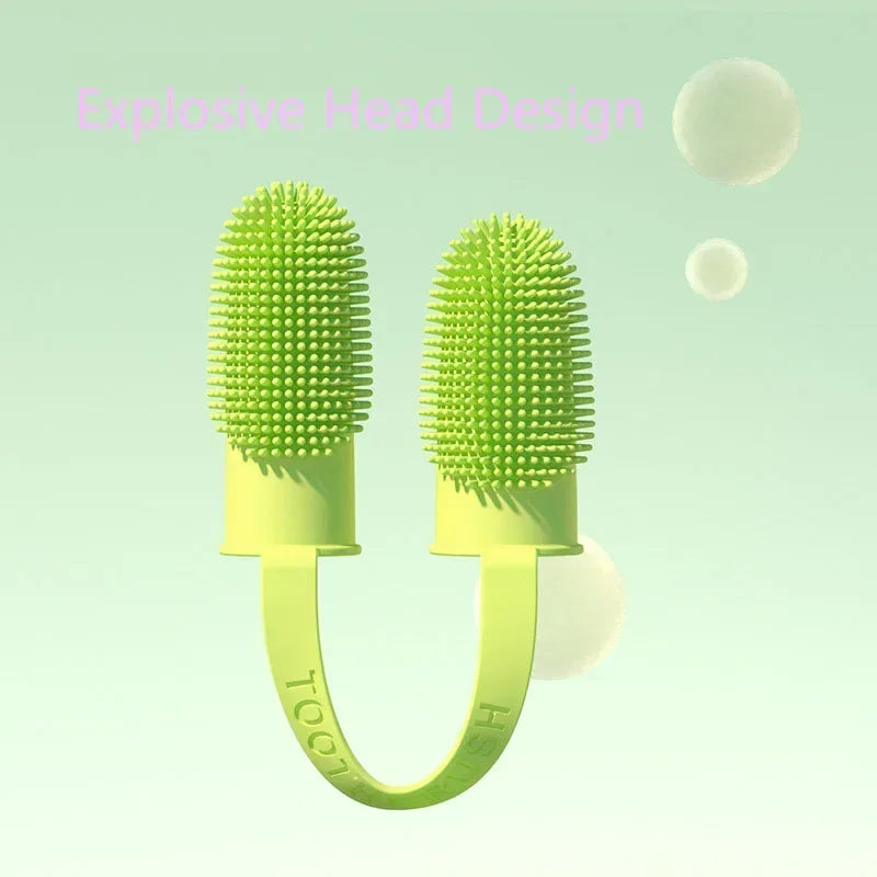 Dog Super Soft Double Finger Toothbrush Pet Teeth Clean Bad Breath Care TPR Tooth Brush Clean Tool Pet Dog Products