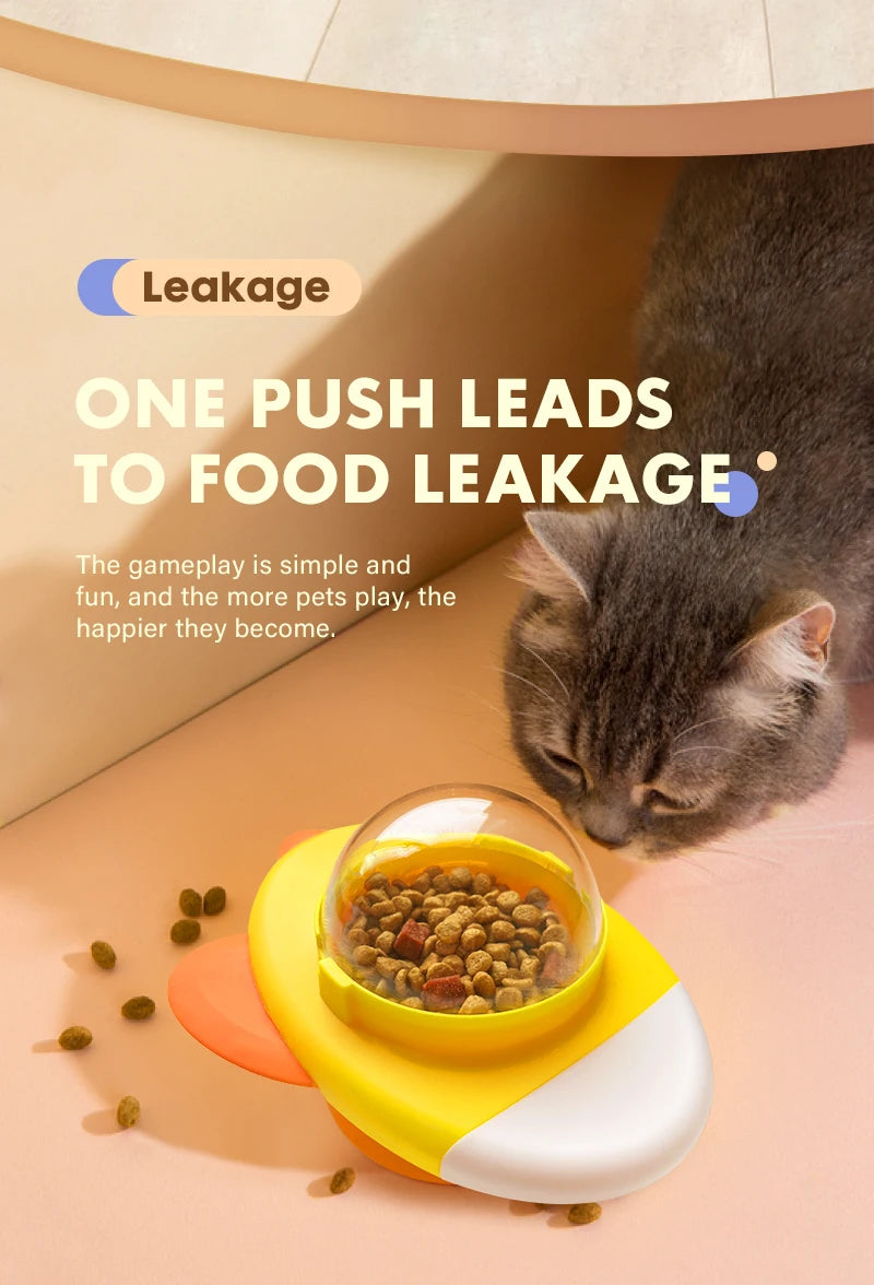 Interactive Dog And Cat Toy Pet Automatic Food Treat Dispenser Cartoon Duck Design Slow Food Pet Snack Feeder for Dog Training