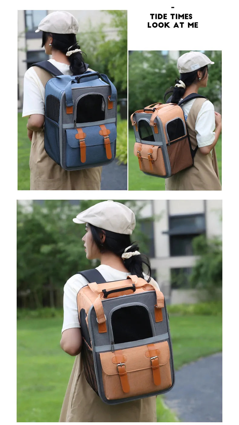 Pet Carrier Backpack for Cats Three-Sided Breathable Thickened Wear-Resistant Sun-Protective Travel Cat Bag Portable Pet Luggage