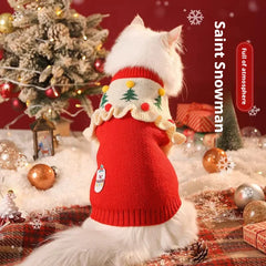 Christmas Pet Cat Costumes Sweater Cute Kitten Santa Claus Clothes For Small Medium Dogs Holiday Party Dress Warm Winter Clothes
