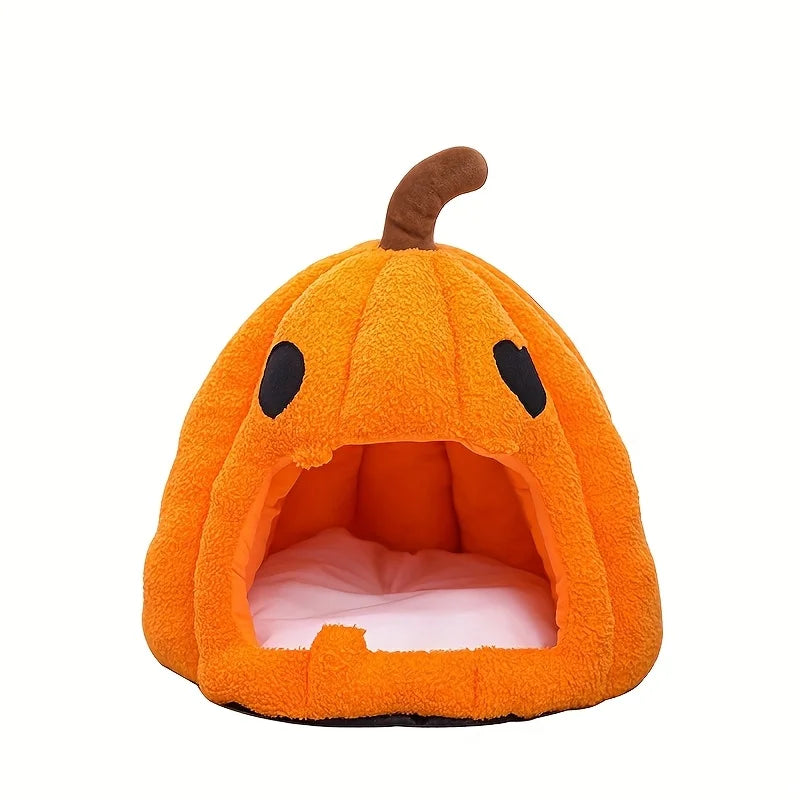 Christmas Pumpkin Pet Bed - Warm Cat & Dog House with Removable Cushion/for winter/warm/decoration/ dress up/snowflake、costumes