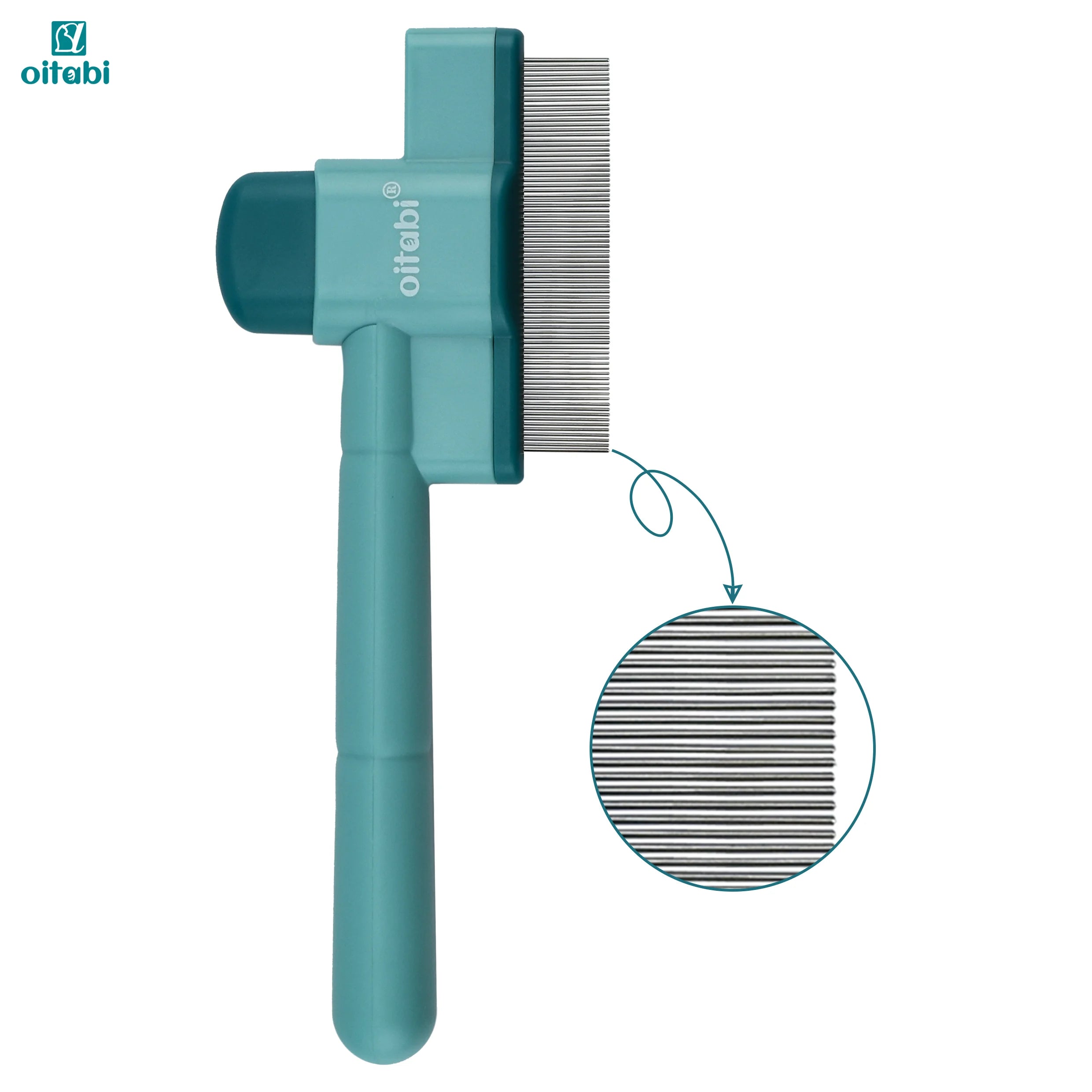 Oitabi 1/2PCS Flea Comb for Dogs and Cats with Release Button Fine Tooth Dog Comb for Pet Hair Removal, Cleaning Remove Fleas Eg