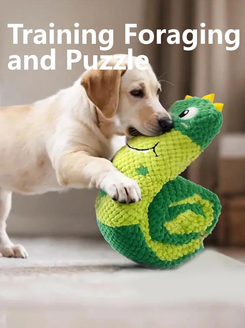Pet Puzzle Can Sound Collapsible Snail-type Plush Toys, Hidden Food Grinding Teeth Resistant Dog Interactive Training Toys