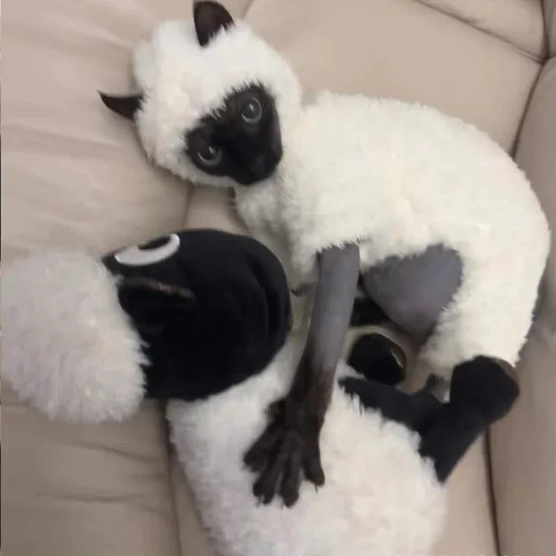 Winter Sphynx Cat Clothes Thickened Warm Four-legged Pullover Cat Coat Lamb Double-sided Velvet Pet Pajamas for Devon Rex