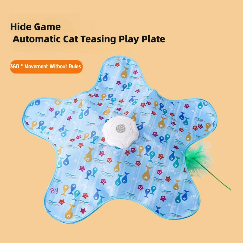 Cat Toys Interactive Hide and Seek Cat Toy with Mouse Squeaky Motion Activated Moving Concealed Feathers Kitten Teaser Toy