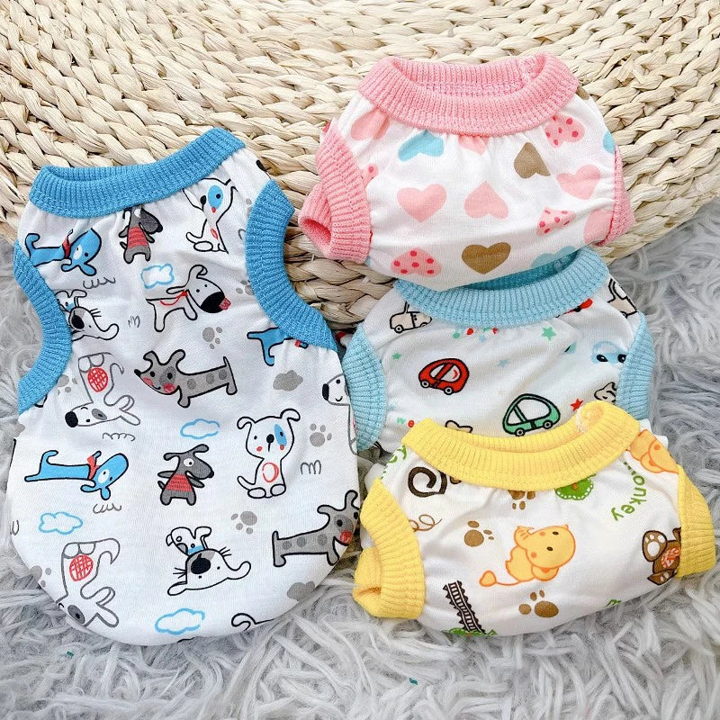 Cotton Vest Dogs Clothes For Small Dogs Chihuahua Clothes Summer Animals Cartoon Vest Dog T-Shirt For Small Dog Medium Yorkshire