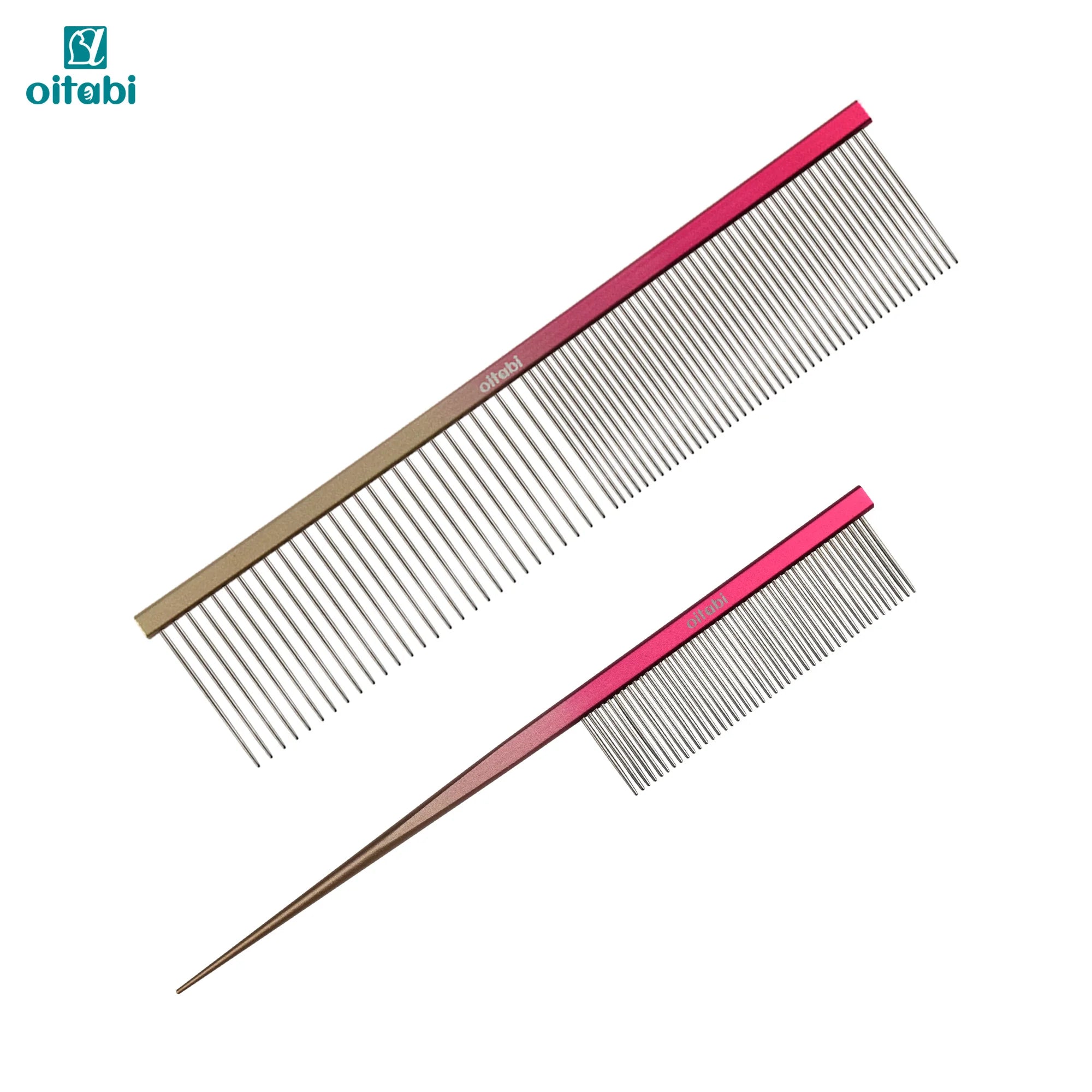 OITABI Professional Pet Grooming Comb, Gradient Pet Deluxe Pointed Tail Comb for Cat & Dog Styling Finishing and Fluffing Comb