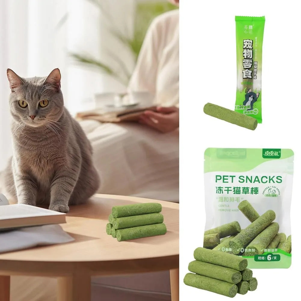 6/12/18pcs Cat Grass Teeth Grinding Stick Pet Snacks Cat Hair Cat Mild Baby Eat Ready Teeth Hairball Sticks Cleaning To Removal