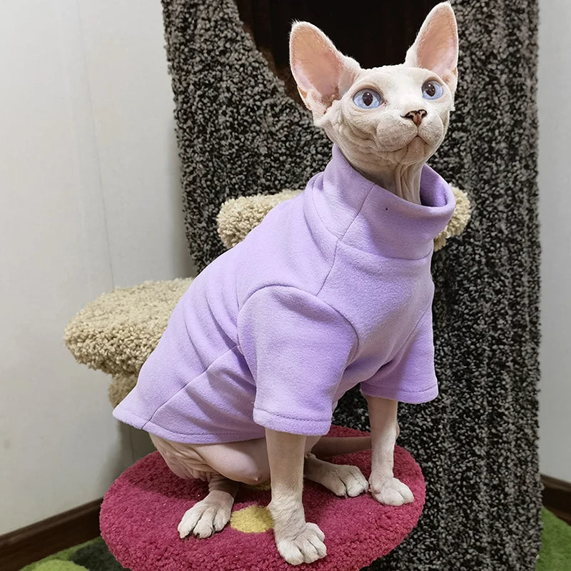 Sphynx Cat Clothes Baby Soft Cotton Fall Winter Kitten Small Dog Clothes for Cornish Devon Cat Costume Hairless Pet Clothes