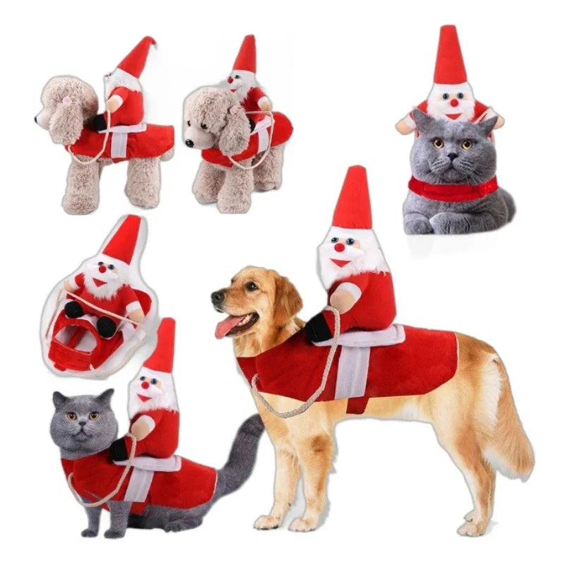 Dog Clothes Funny Cosplay Halloween Costume Puppy Kitty Cowboy Clothing Santa Claus Snowman Creative Pet Novelty Party Outfits