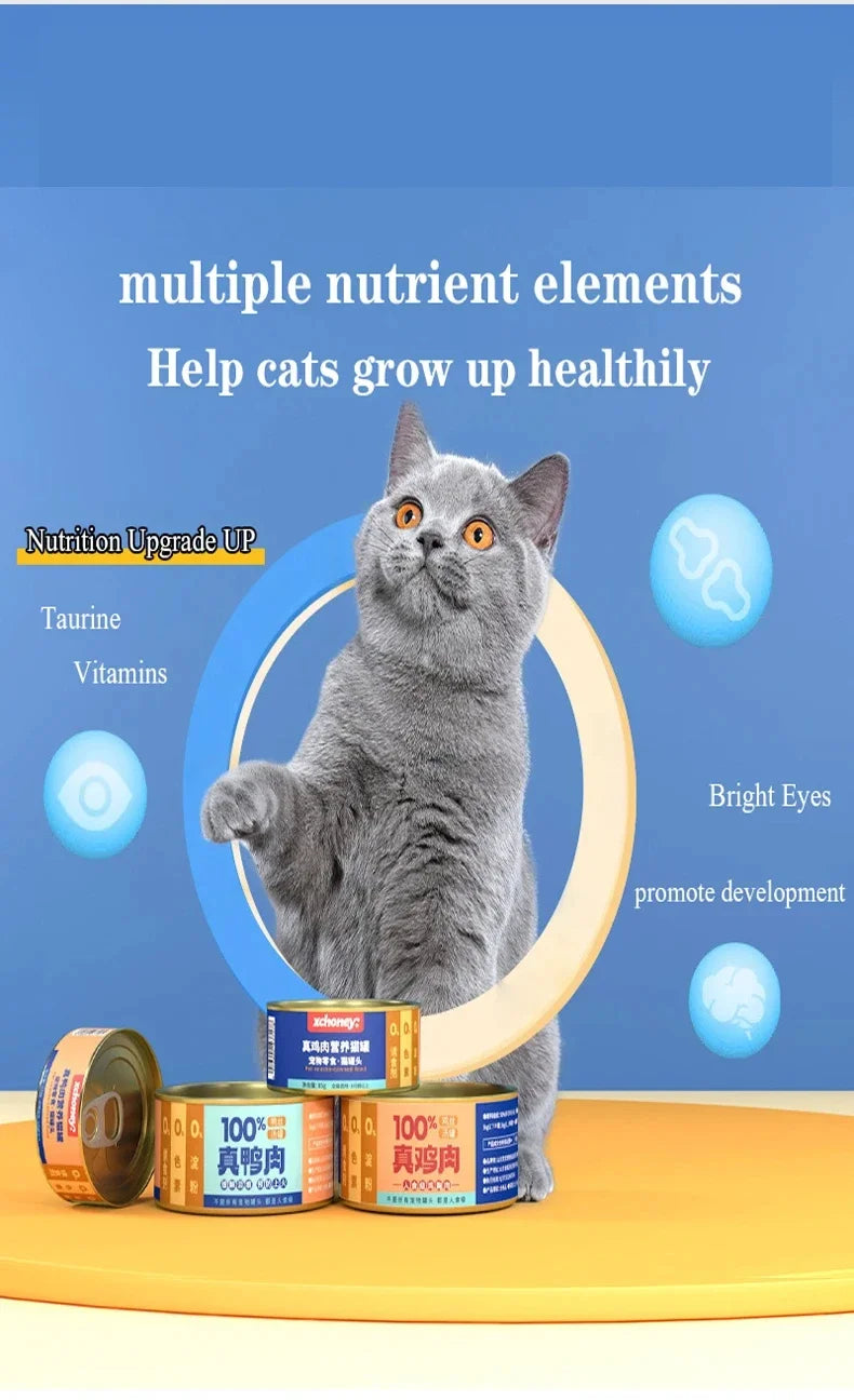 Canned cat wholesale chicken duck hydrating cat cans kitten into cat wet food pet snacks 85g