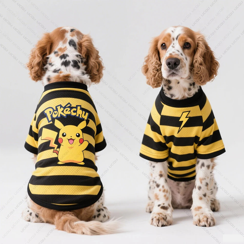 Pet Dog Clothing Set Vests and T-Shirts Breathable and Cool Summer Apparel Brand Pikachu IP Licensed Patterns Dog King