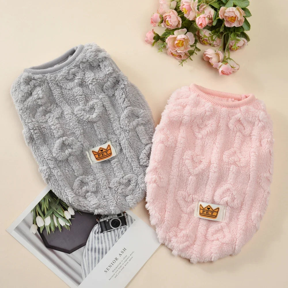 Fleece Warm Dog Cloth Sleeveless Soft Cozy Plush Vest Puppy Winter Overall for Small Medium Pet Sweatshirt  for Dog and Cat