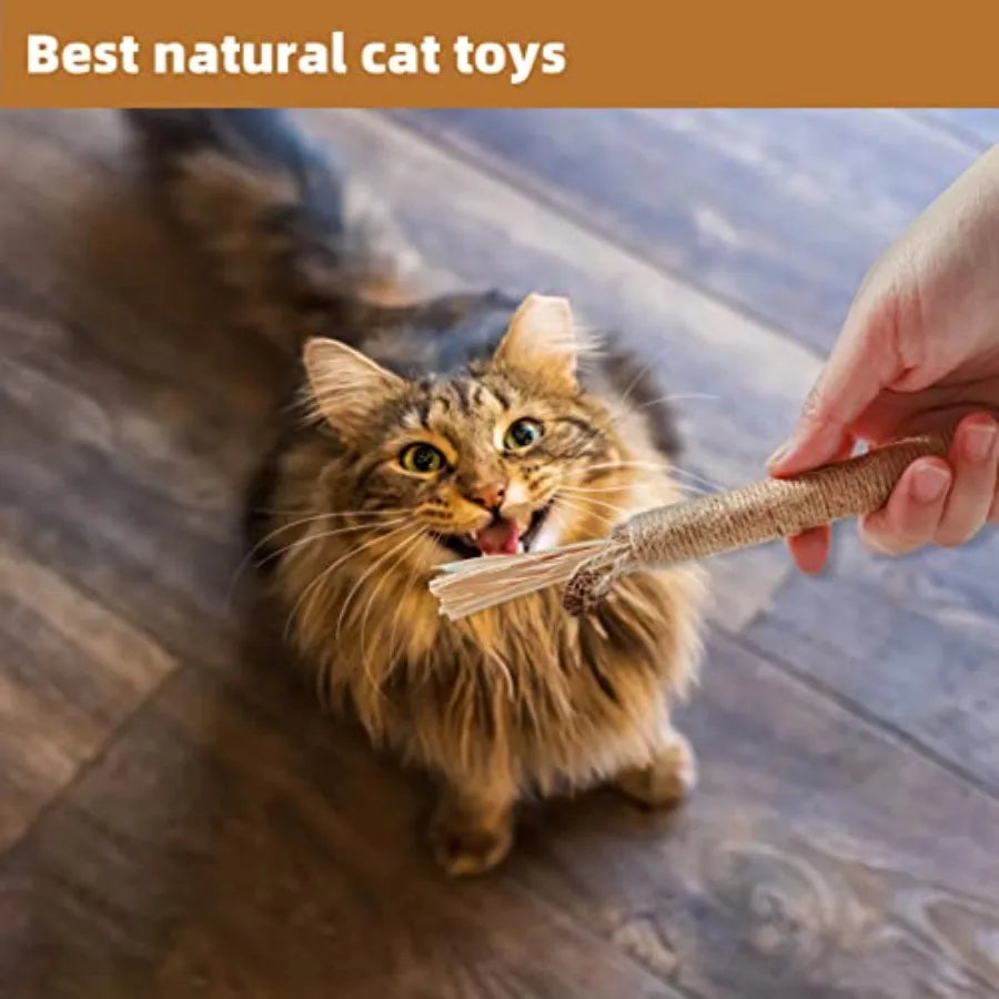 4 Pack tural Silvervine Sticks for Cats Chew Toys for Kittens Teeth Cleaning Catnip Toy Teething Stick Interactive Kitten Toys