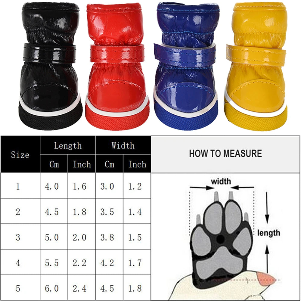 4 Pcs Winter Pet Dog Shoes For Small Dogs Waterproof Dog Snow Boots Warm Fleece Puppy Pet Shoes Chihuahua Cats Anti Slip Shoes