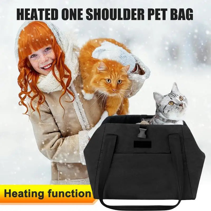 Dog Carrier With Heat USB Heated Adjustable Puppy Shoulder Bag Heated Warm Cat Carrier Soft Side Pet Carrier For Cat Small Dog