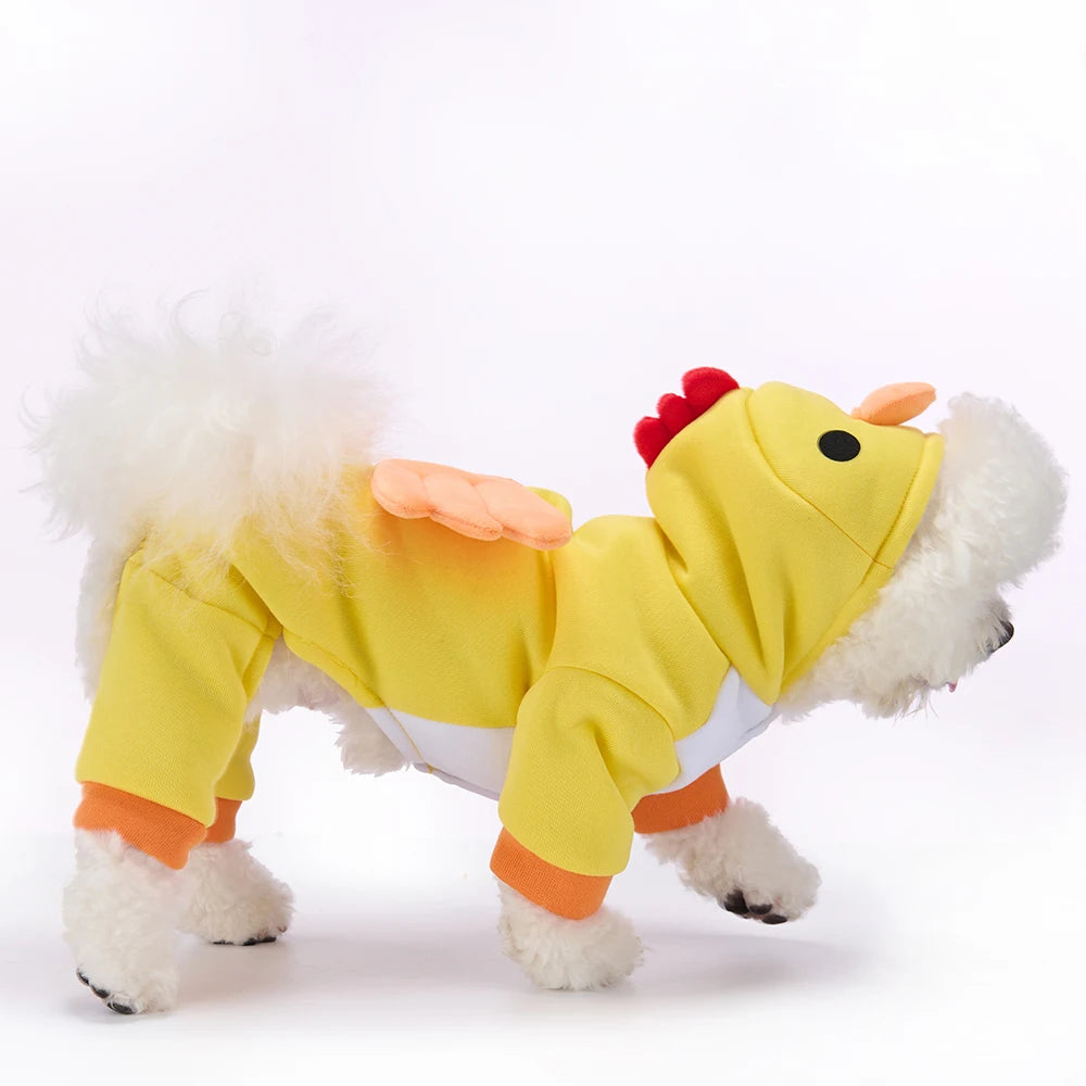Dog Clothes Little Yellow Chicken Autumn/Winter Christmas Halloween Pet Costumes Holiday Party Bulldog Teddy Pet Apparel