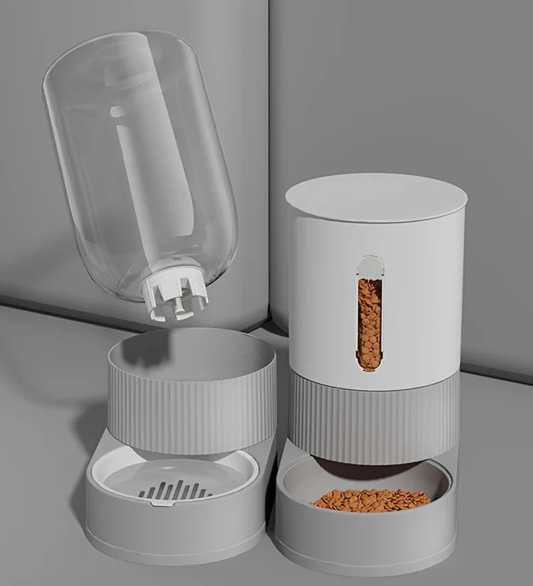 Large Capacity Cat Feeder Automatic Cat Water Dispenser Cat Food Bowl Gravity Food Storage Container for Cats Dogs Pet Supplies