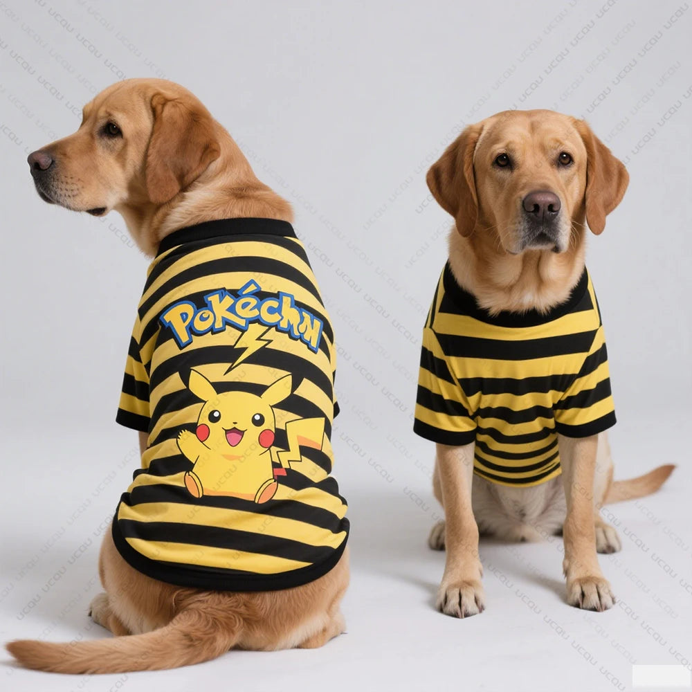 Pet Dog Clothing Set Vests and T-Shirts Breathable and Cool Summer Apparel Brand Pikachu IP Licensed Patterns Dog King