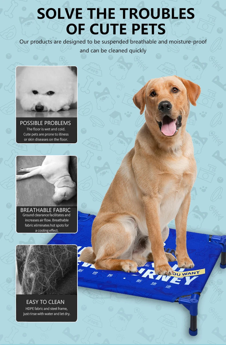 Elevated Dog Bed with Breathable Mesh | Portable Raised Pet Bed for Small, Medium & Large Dogs | Outdoor Cooling Dog Bed for Camping & Beach