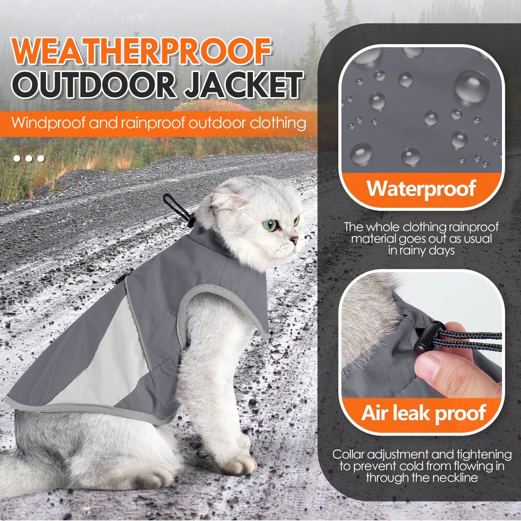 Winter Warm Thickness Windproof Cat Jacket Cat Clothes for Cats, Small Cats and Dogs