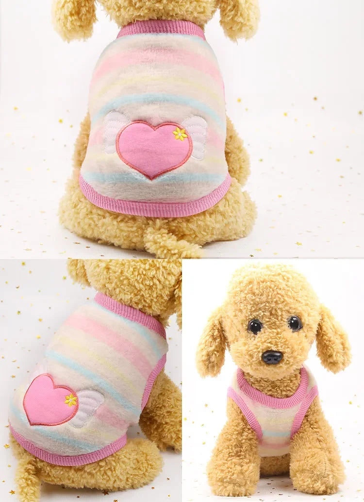 Cartoon Fleece Pet Cat Clothes Winter Warm Pet Dog Vest Puppy Cat Sweater Dog Clothes For Small Dogs Cats Coat Jacket Pet Outfit