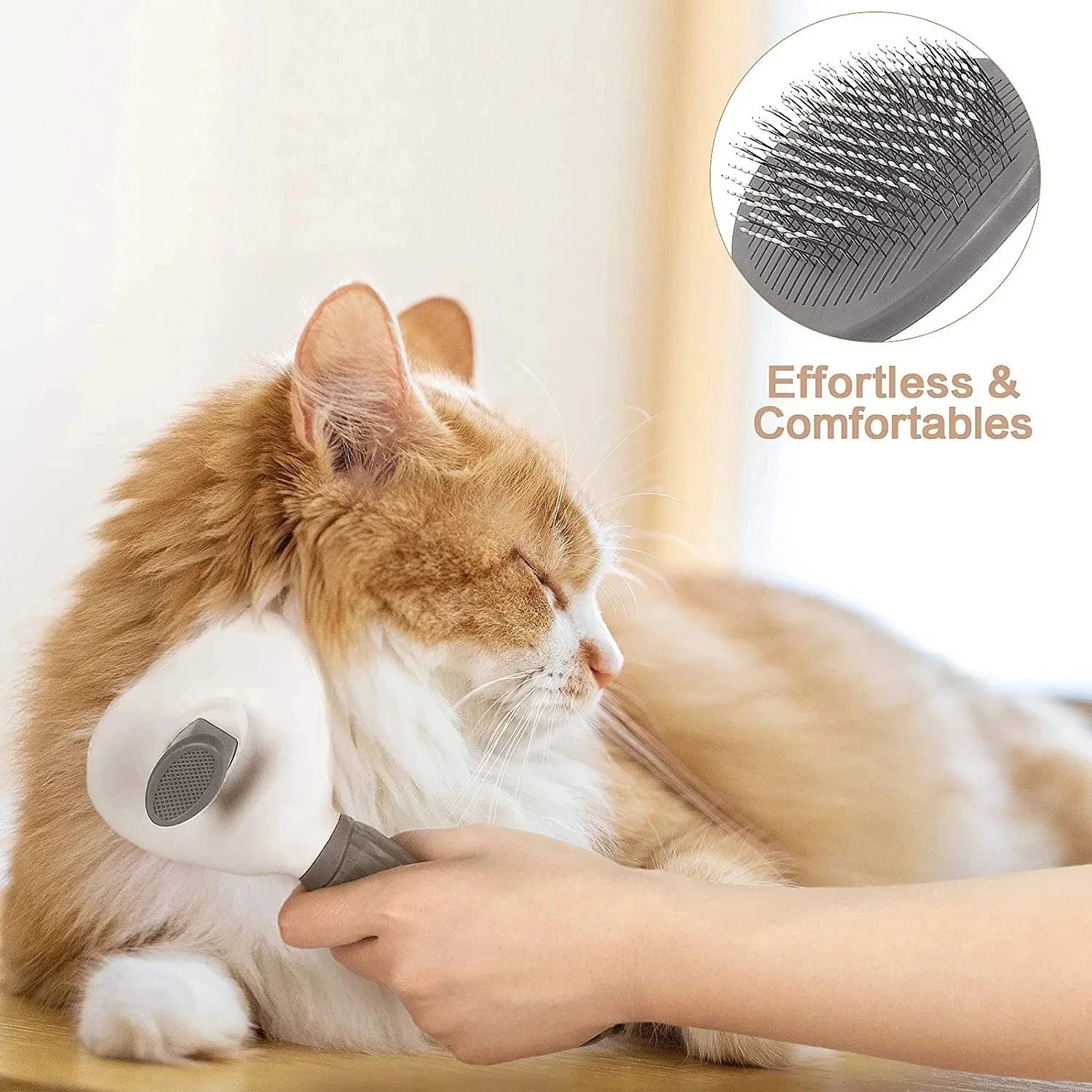 Dog Grooming Brush with Easy Clean Button, Pet Massage Comb for Effective Detangling and Hair Removal, Suitable for Dogs