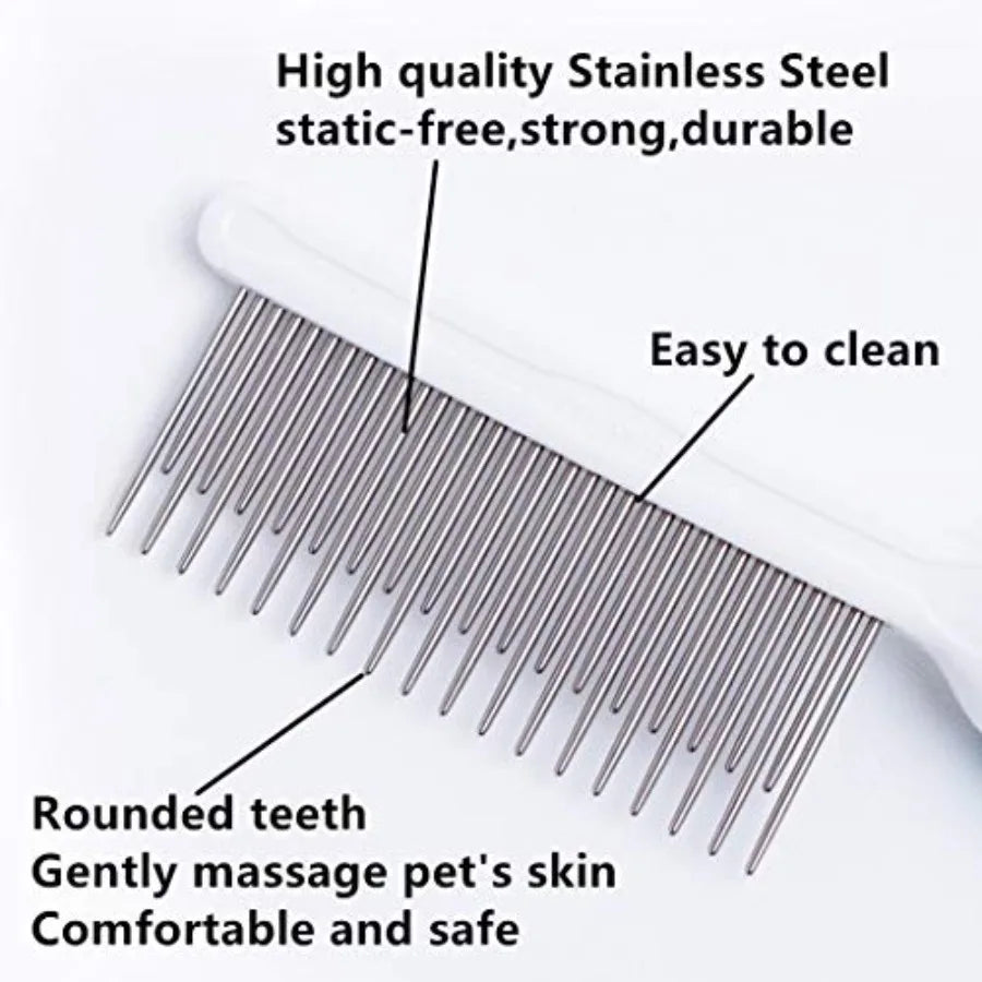 Long and Short Teeth Pet Comb for Dogs and Cats Essential Tool in Home Grooming Kit to Effectively Remove Knots Mats and Tangle