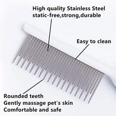 Long and Short Teeth Pet Comb for Dogs and Cats Essential Tool in Home Grooming Kit to Effectively Remove Knots Mats and Tangle